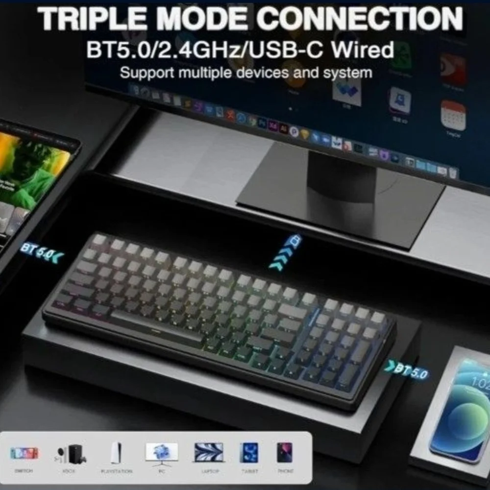 Aula F99Pro Black + Gradient Grey Mechanical Keyboard Wireless